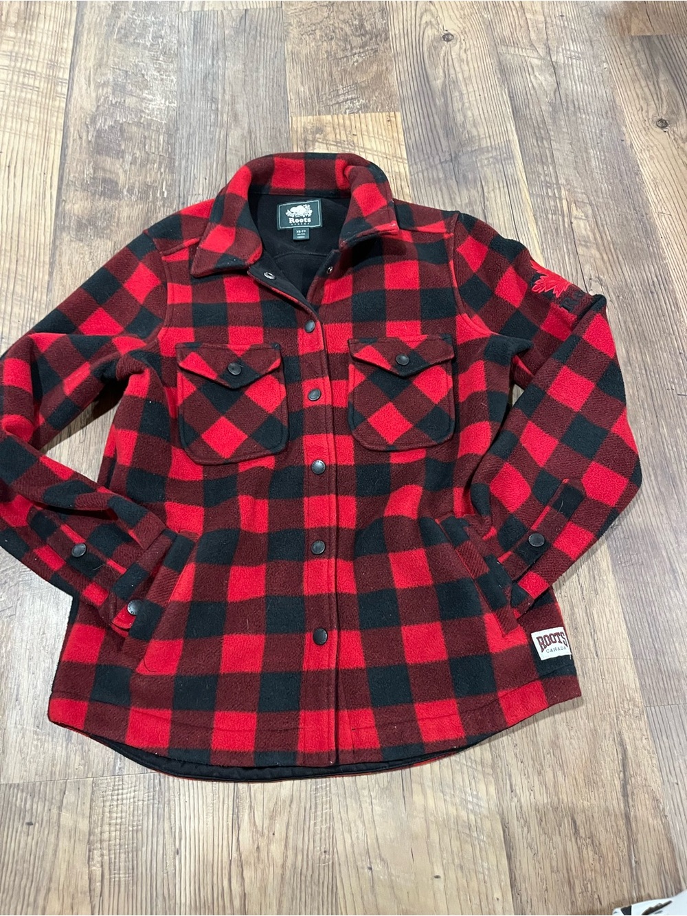 Roots Womens Red & Black Buffalo Plaid Jacket